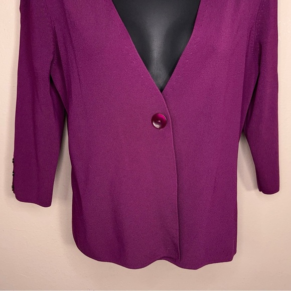Vintage 90s George Small Purple Knit Cardigan Sweater  3/4 Sleeve  Stretch Retro - Picture 6 of 12